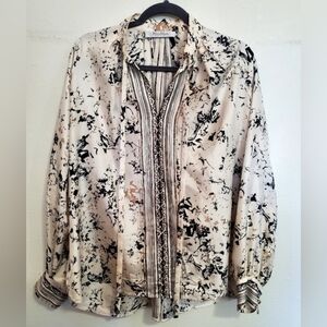 MaxMara Women's Black and Cream Blouse